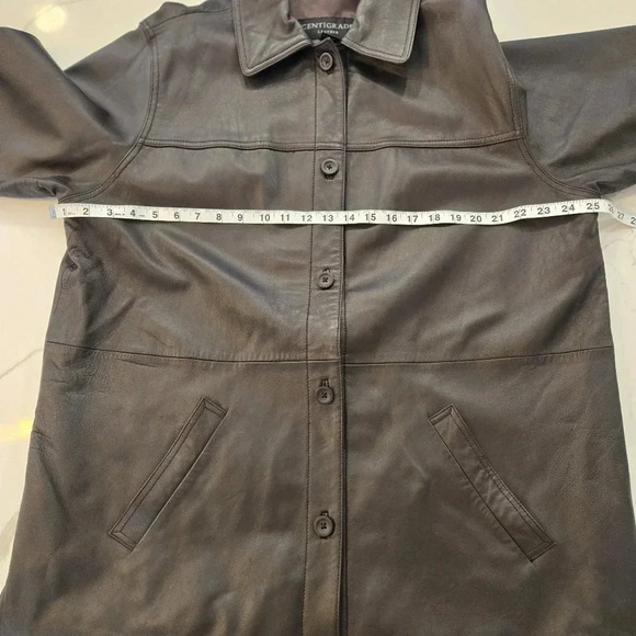 Vintage Centigrade Leather Button Down Shacket Shirt Jacket Brown Womens Size 1X - Picture 10 of 12